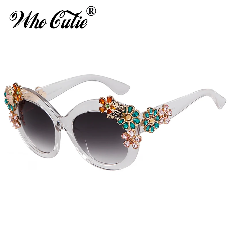 Oversized Diamond Sunglasses Women 2025 Luxury Brand Designer Retro Vintage 80S Baroque Cateye Rhinestone Sun Glasses Shades 675