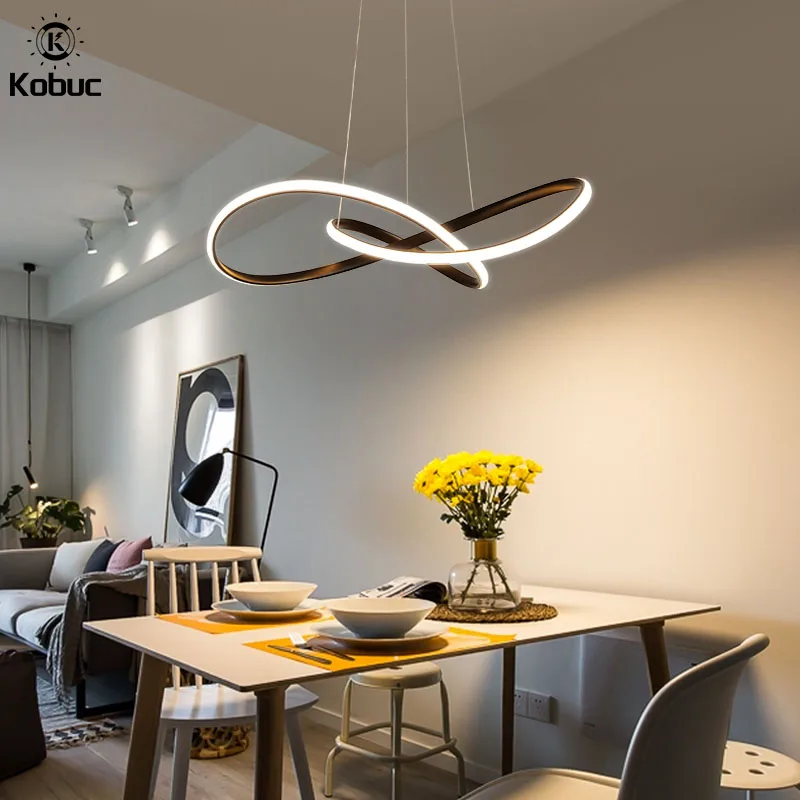 

Kobuc Modern Irregular Aluminum LED Pendant Light Black/white/gold Ceiling Hanging Lamp Dining Room Pendant Suspension Lights