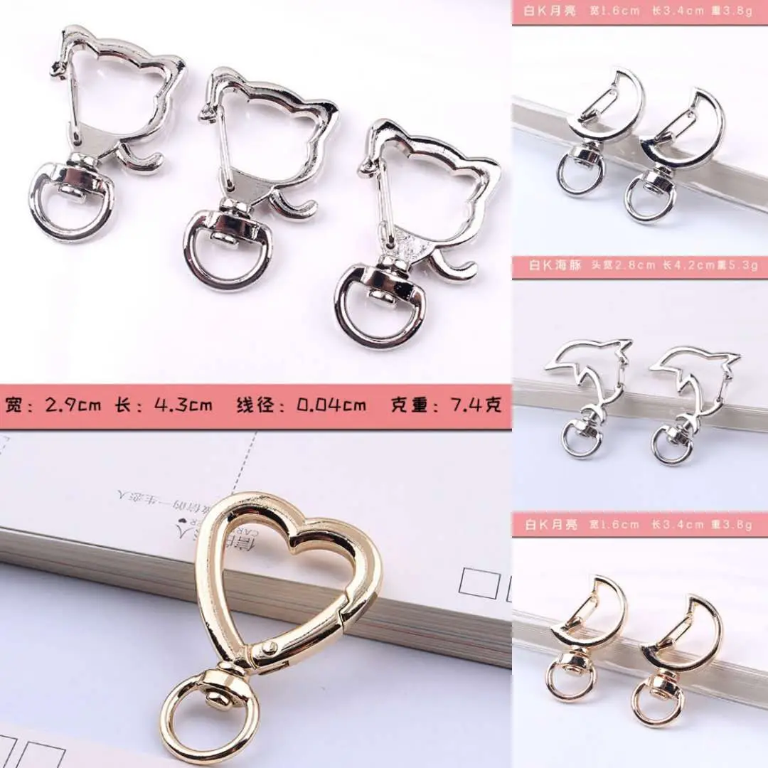 Creative Colorful Keychain DIY Key Rings Key Chain Lobster Clasp Love/Stars/Cat/Moon Key Chains
