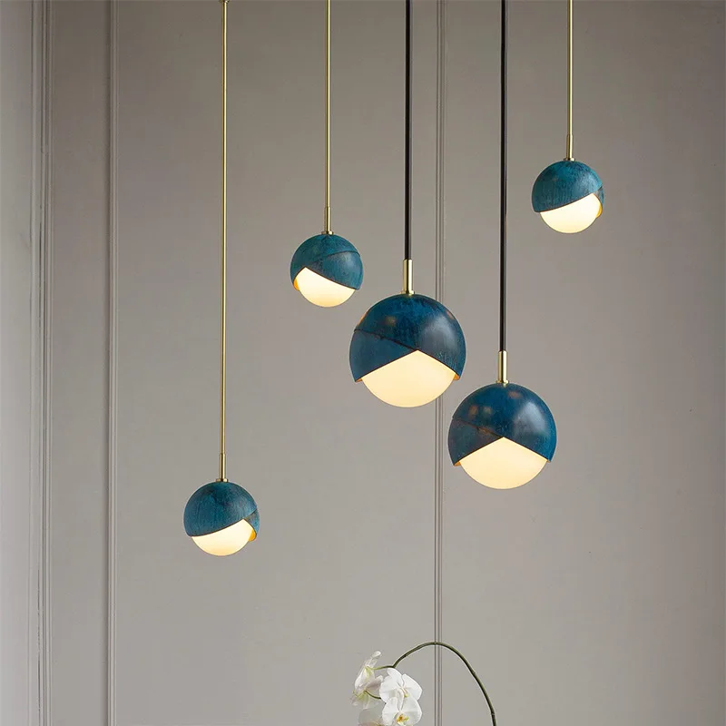 

New Creative Blue Art Pendant Light Wrought Iron Industrial Lighting Hanging Lamp Loft Bedroom Cafe Bar Decor Led Pendant Lamps