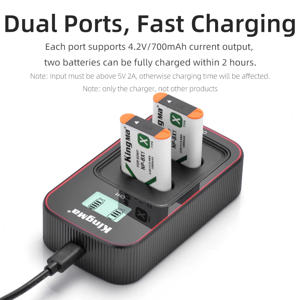 KingMa NP-BX1 NP BX1 LCD Caricabatteria Caricabatteria USB Per Sony ZV-1 RX100M7 M6 M5 M4 M3 M2 RX1R II DSC-HX90 WX350 HX90 HX400