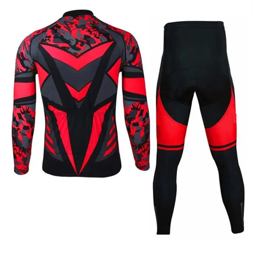 Imagen 2 del producto Conjunto de Ciclismo de manga larga para hombre, Jersey con pantalones, ropa de bicicleta, traje de carreras, equipo profesional, gran oferta, Otoño e Invierno