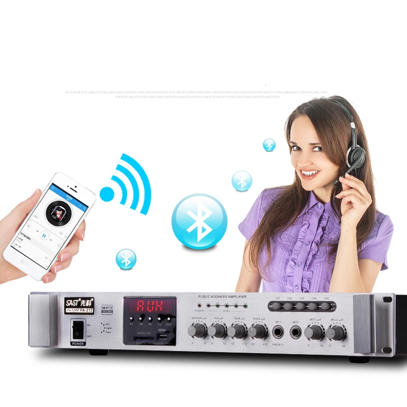 Amplificatore ad alta potenza da 300W PA-212 amplificatore di potenza domestica altoparlante professionale a tensione costante Bluetooth con riproduzione di schede USB/SD