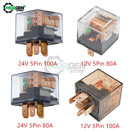 Imagen 1 del producto Relé automotriz impermeable DC 12V 24V, dispositivo de Control de coche SPDT de 5 pines, relés de coche 80A 100A, conmutación de alta capacidad