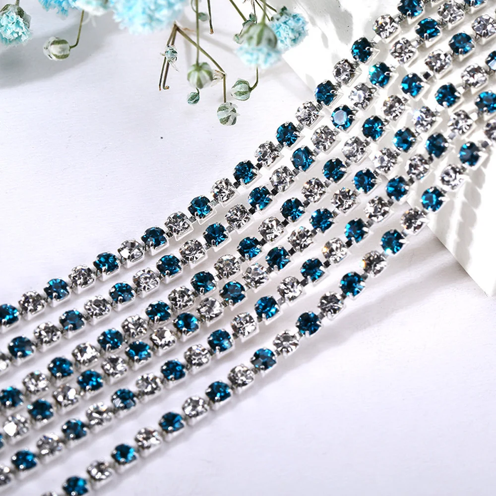 SS6-SS18 Klaue Tasse Strass Kette Glänzende Kristalle Glasperlen Gold Bese Nähen Auf Strass Trim Strass Strass Kette Handwerk – Detail 9