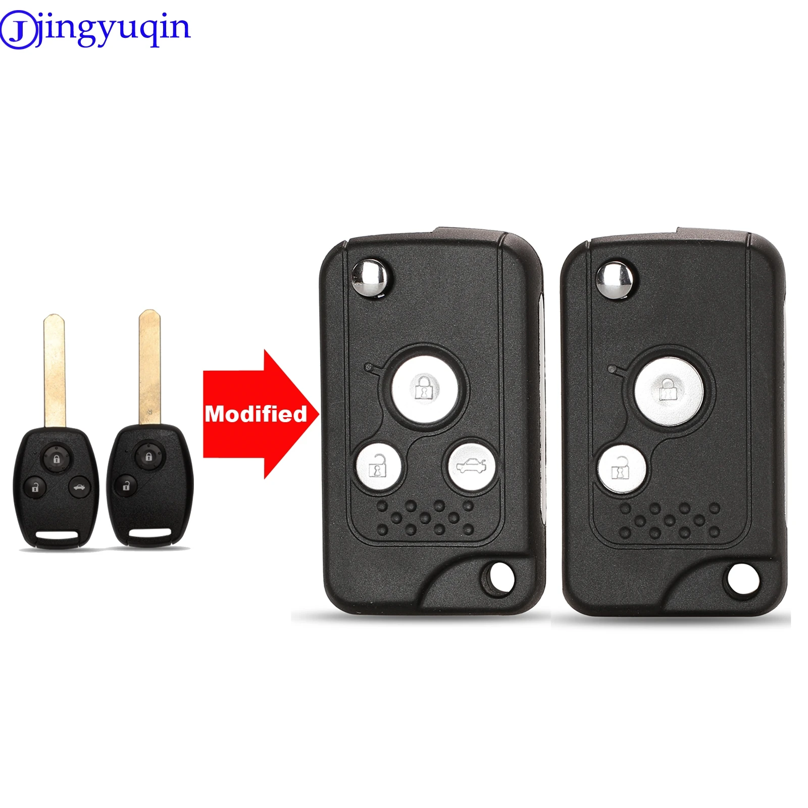 

jingyuqin Modified 2/3 Buttons Control Folding Key Case Shell Cover For Honda Civic / Fit / CRV / Frontal / Accord