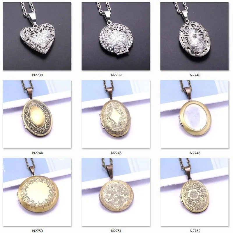 Copper Color Love Heart Locket Pendants for Women Men Openable Photo Frame Glossy Family Pet Picture Necklace Family Love Gift