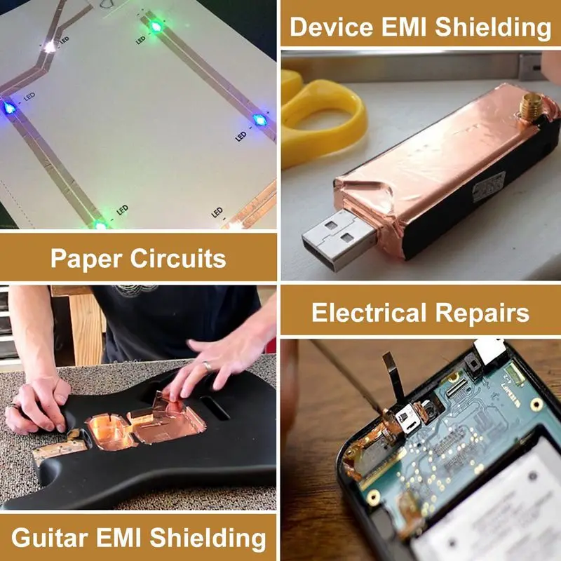 Cinta de lámina de cobre conductora de un solo lado con cinta adhesiva conductora de blindaje, vidrio antimanchas, electrodomésticos, cinta de cobre DIY, 30M