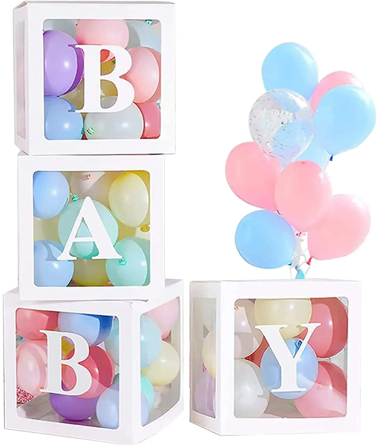 Baby Shower Boxes strona dekoracji 4 przezroczyste bloki pierwsze urodziny dekory dla chłopców dziewczyna płeć ujawnić tło