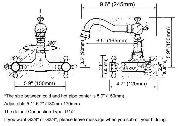 Oil Rubbed Bronze Wall Mounted Swivel Spout Bathroom Sink Faucet Double Handle Mixer Tap Wall Mounted Nsf741