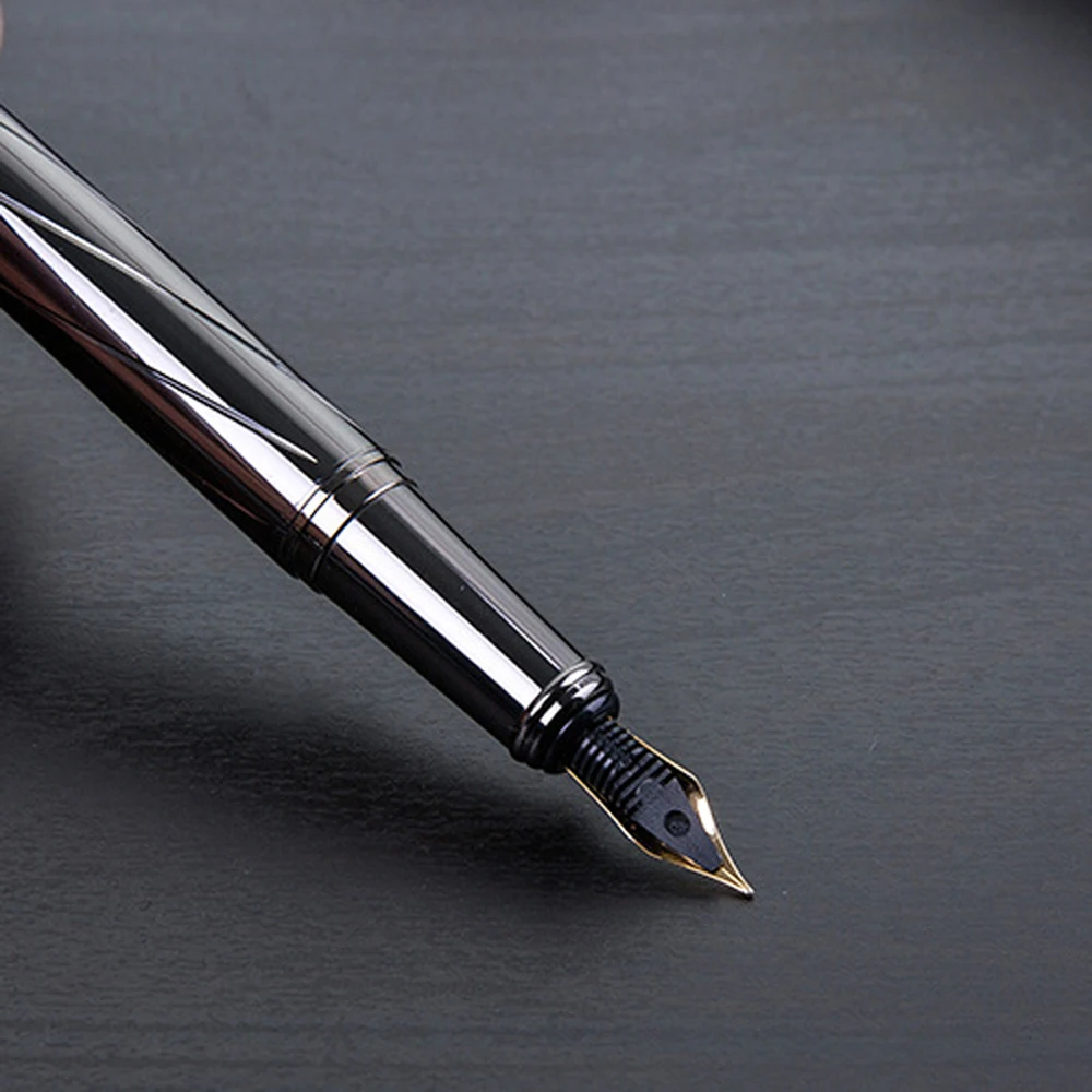 Hohe Qualität Luxus Silber Überzug Brunnen Stift Business Schreiben Tinte Stifte Metall 0,5mm Schule Student Schreibwaren – Detail 6