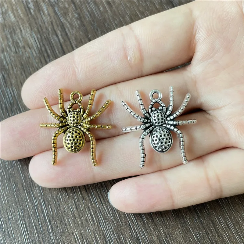 

JunKang Alloy Metal 24*26mm Charm Spider Halloween Pendant, DIY Bracelet Necklace Jewelry Accessories For Men