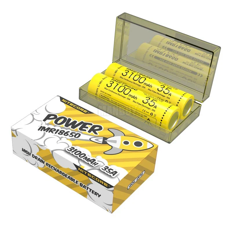 NITECORE IMR18650 3.7V Li-Ion Protetto La Batteria Ricaricabile 2100/2500/2600/3100mAh 30A/35A/38A/40A di Alta-qualità 1 pezzo Flat Top