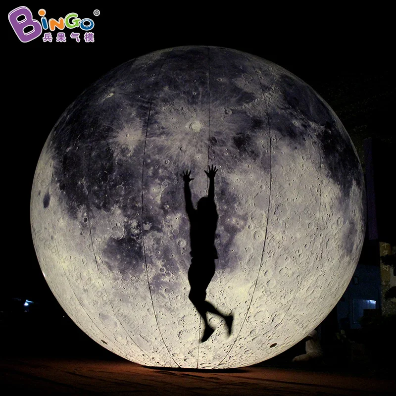 Custom made 6 meters diameter inflatable moon for outdoor decoration / illuminated mooon balloons toys