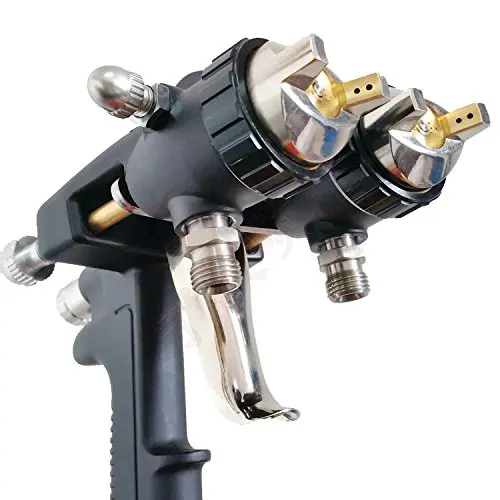 Double 1.4mm nozzle pressure spray gun Nano chrome painting dual head Air pneumatic pressure sprayer