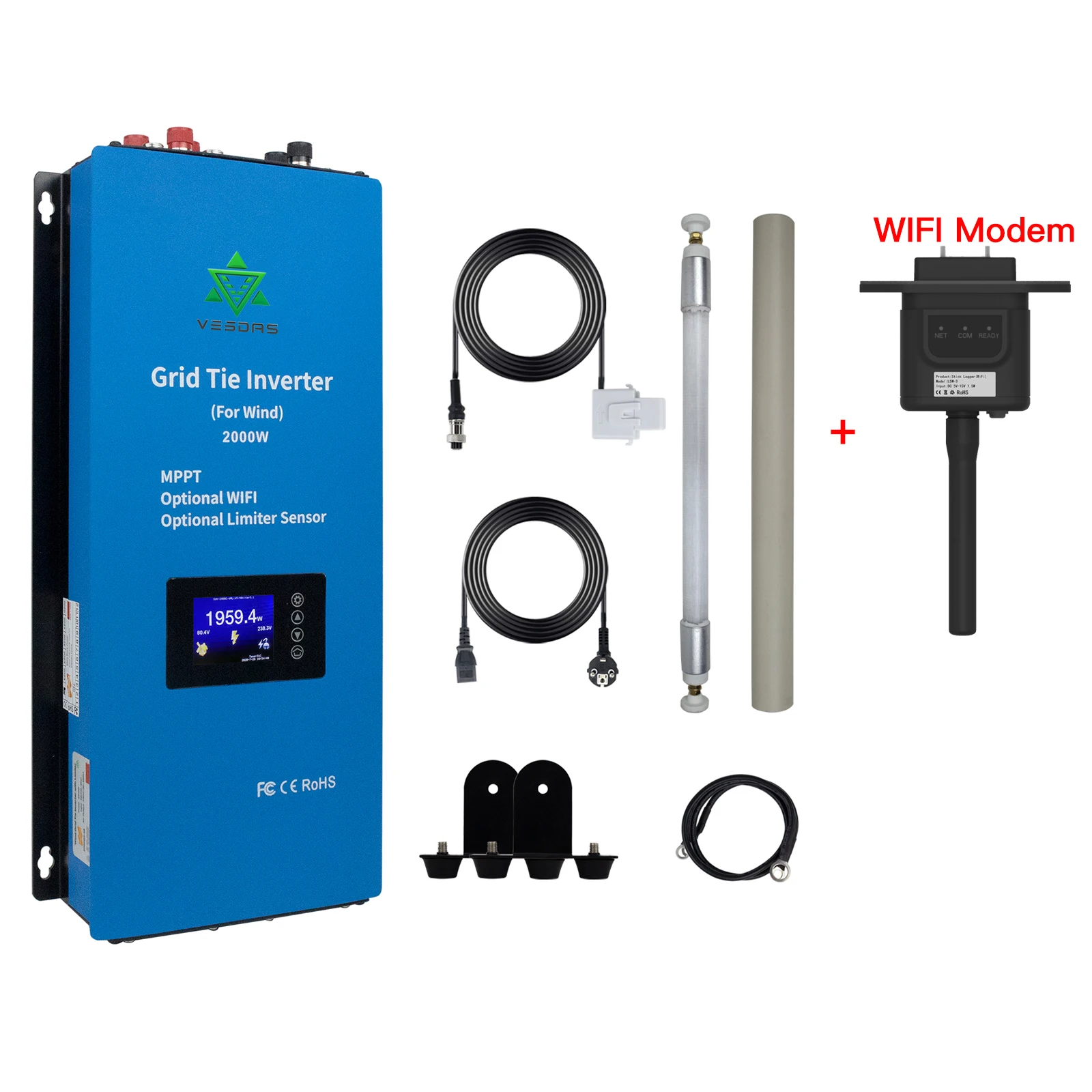 1000W 2000W Wind Mppt Power On Grid Tie Inverter Met Limiter Sensor Zuivere Sinus 110V 220V Voor 24V 48V Wind Turbine Generator
