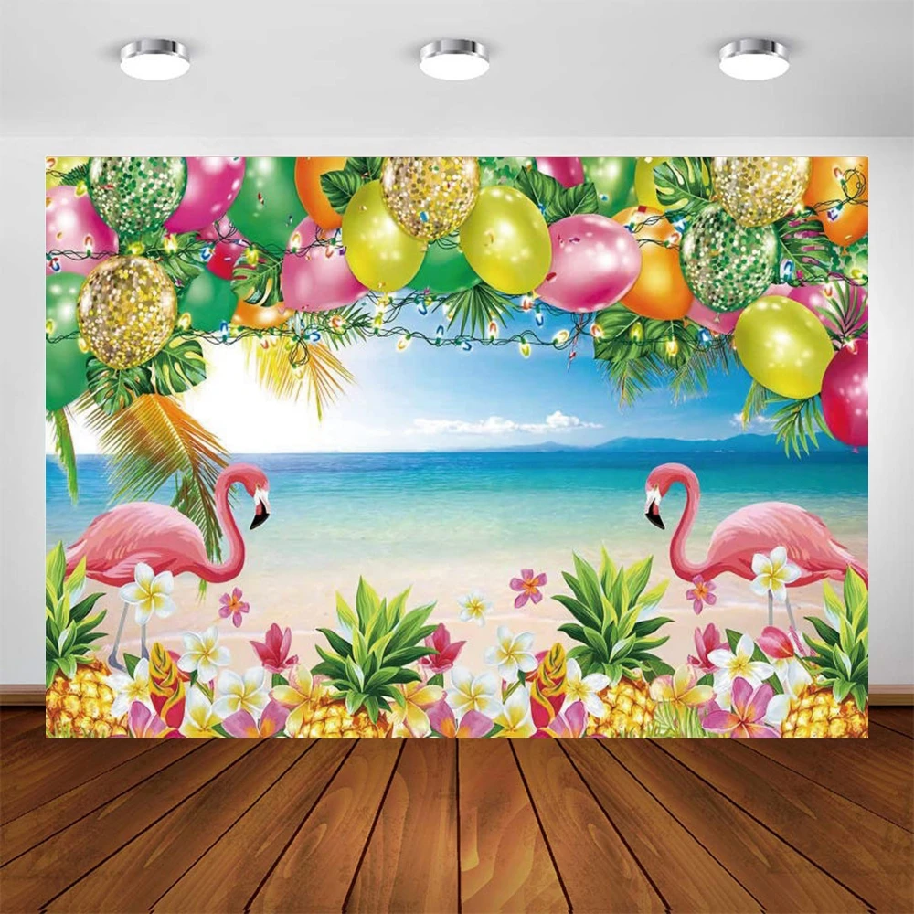ピンクのフラミンゴの背景,ピンク,トロピカル,フラミンゴ,ヤシの葉,誕生日パーティー,写真の背景,ケーキテーブル