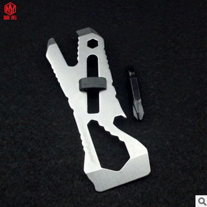 1PCS EDC Small Tool Keychain Portable Mini Screwdriver Titanium Alloy Buckle Outdoor Multi-function Tool Card