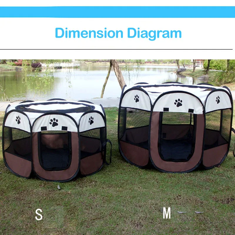 Portable Dog Playpen Folding Dog Delivery Room Waterproof Grabresistant Fence Octagon Kennels Park Tent Cage For Small Large Dog