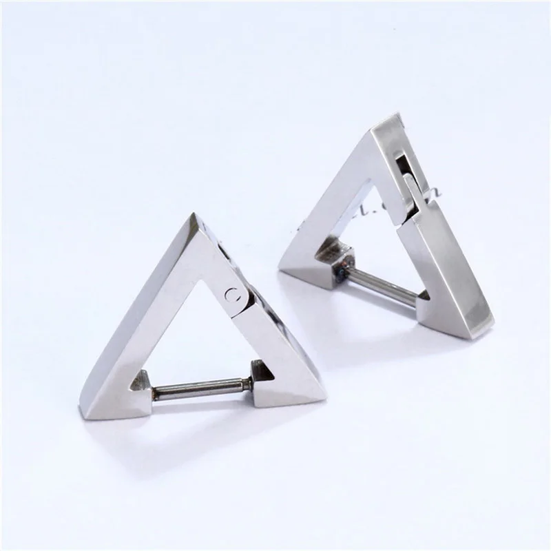 Rinhoo-pendientes triangulares de acero inoxidable para hombre y mujer, aretes de estilo Punk Rock, piercing, Push-Back, tapón para la oreja, regalo