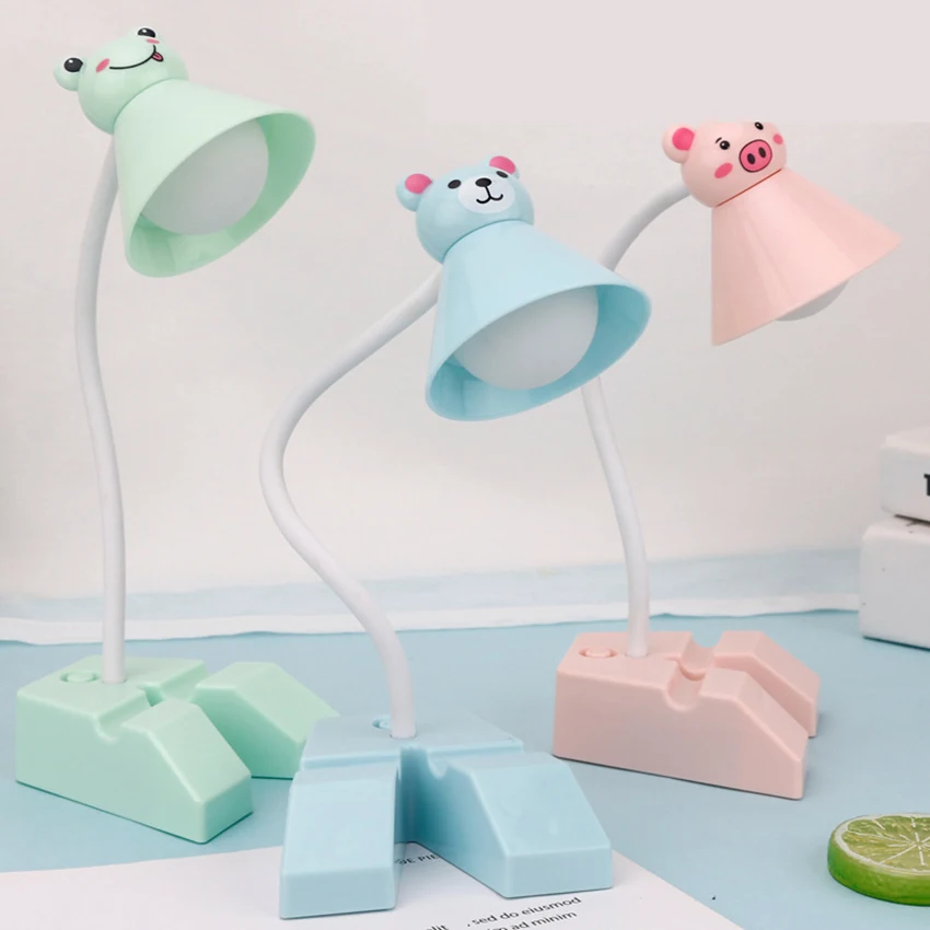 LED Desk Lamp for Kids, Small Desk Lamp, Phone Stand, Office Lamp Eye-Caring Study Table Lamp for Girls Boys, Pink, Blue, Green