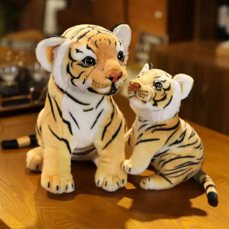 

23-35cm Cute Lifelike Tiger Stuffed Animals Yellow Tigers Plush Toy Real-life Wild Forest Animals Kids Toy Gift for Boy Baby Hug