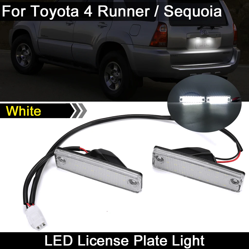 2Pcs For Toyota 4Runner 1996-2020 Sequoia 2008-2019 White LED License Plate Light Number Plate Lamp