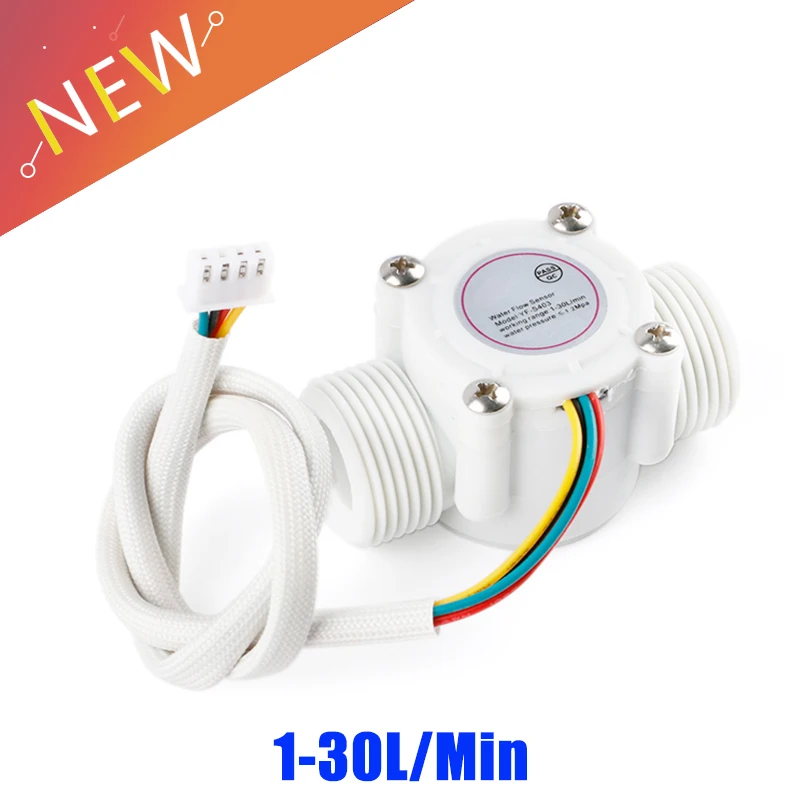 1-30L/ Min DC 5~24V Hall Effect Water Flow Sensor Counter Meter flowmeter Measure Temperature Instrument