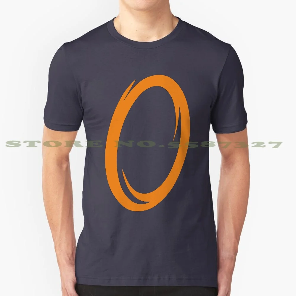 Orange Portal 100% Cotton T-Shirt Aperture Science 2 Companion Cube Wheatley Glados Blue Orange Icon Logo Gun Test Testing