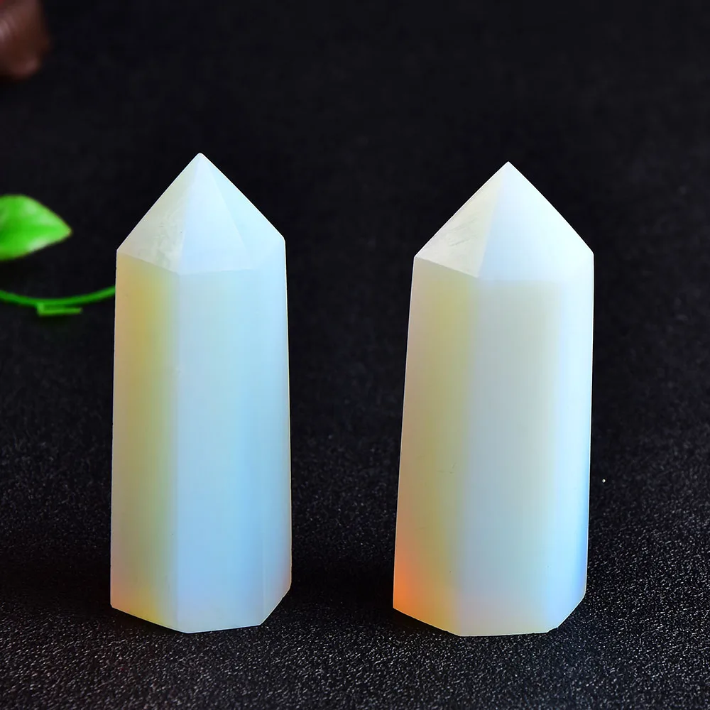 1PC Crystal Opal Quartz Point Healing Stone Tower Hexagonal Prisms 60-80mm Obelisk Wand Treatment Stone DIY Gift K9