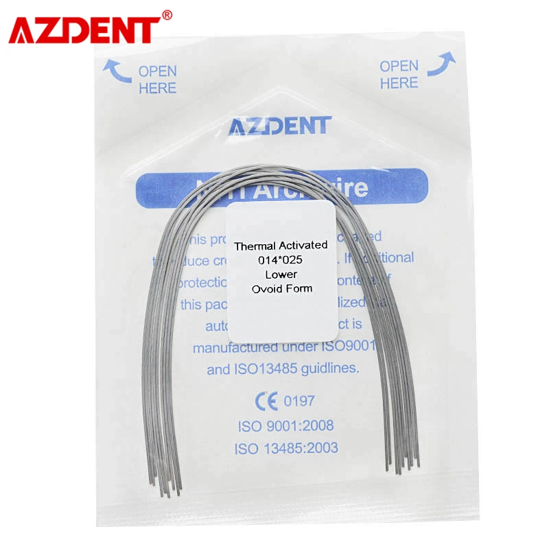 5 opakowań AZDENT Dental Orthodontic Arch Wires Heat Thermal Activated NITI Alloy Rectangular Shape Ovoid Form 10 sztuk w opakowaniu