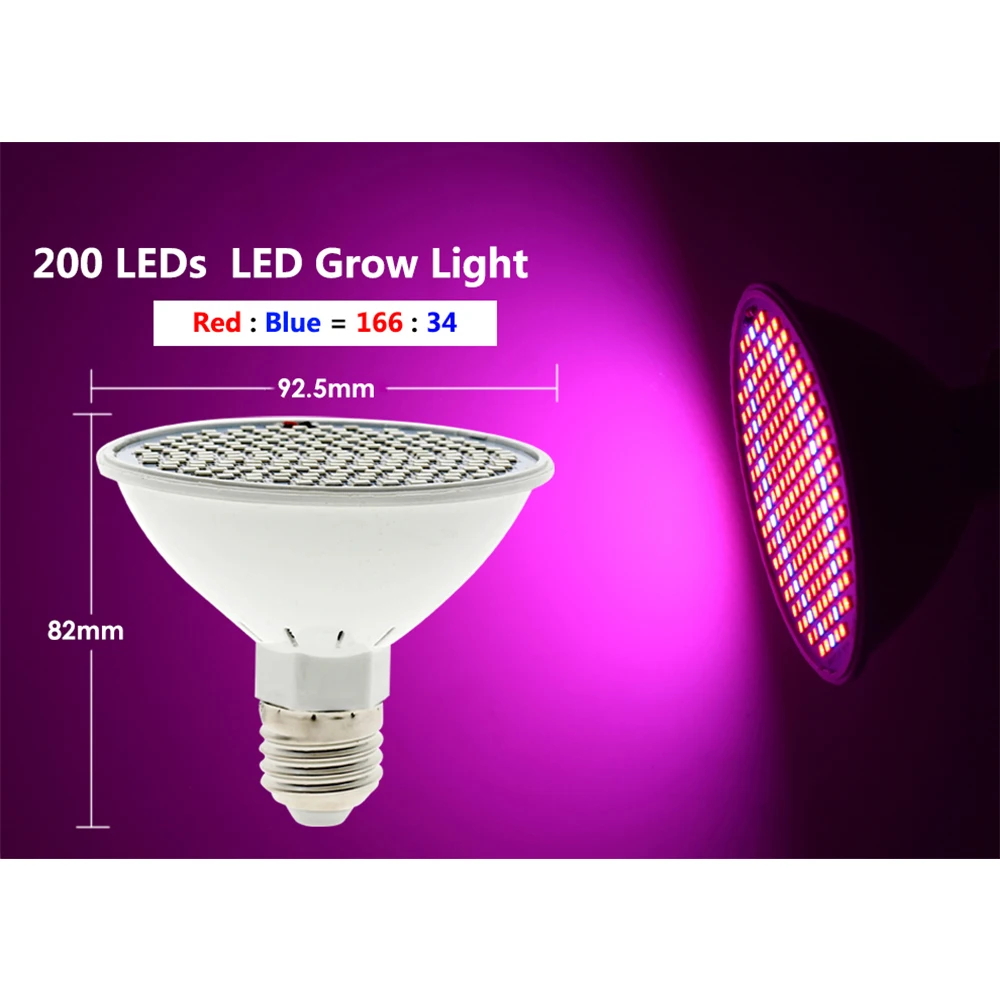 LED Grow Light E27 220V 80 200 290 LEDs Plant Growth Light Bulb For Indoor Garden Plants Flower  Growing Lighting.