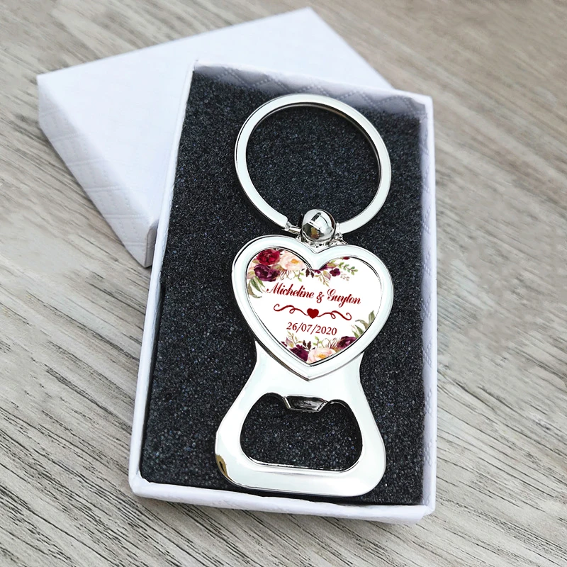 Love Heart Keychain Bottle Opener, Personalized Wedding Favor Souvenir, Custom Photo Picture Key Holder, Beer Bottle Openers