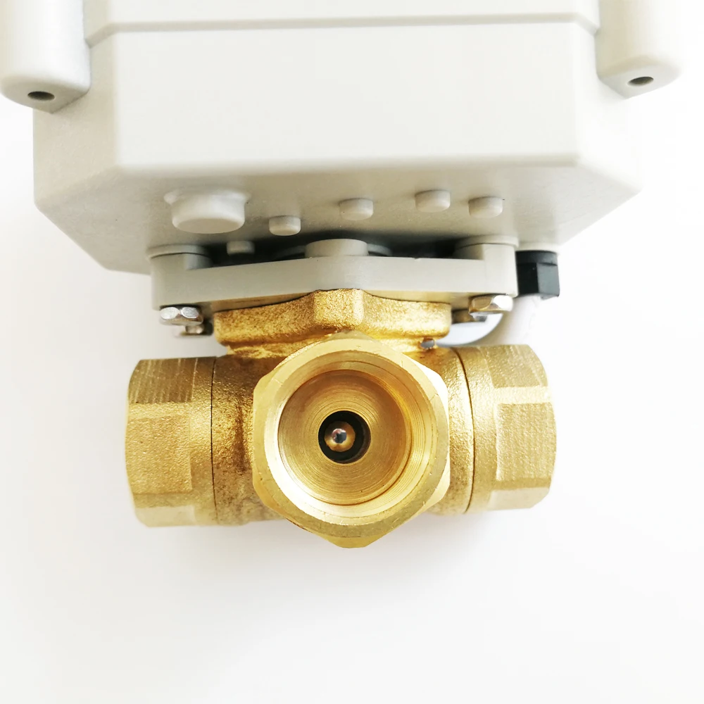 12V 24V Electric Valve DC5V DC12V DC24V 2/3/5/7 Wires 3 Way Brass DN15 1/2\'\' Horizontal L Port T Port Water Motorized Valve