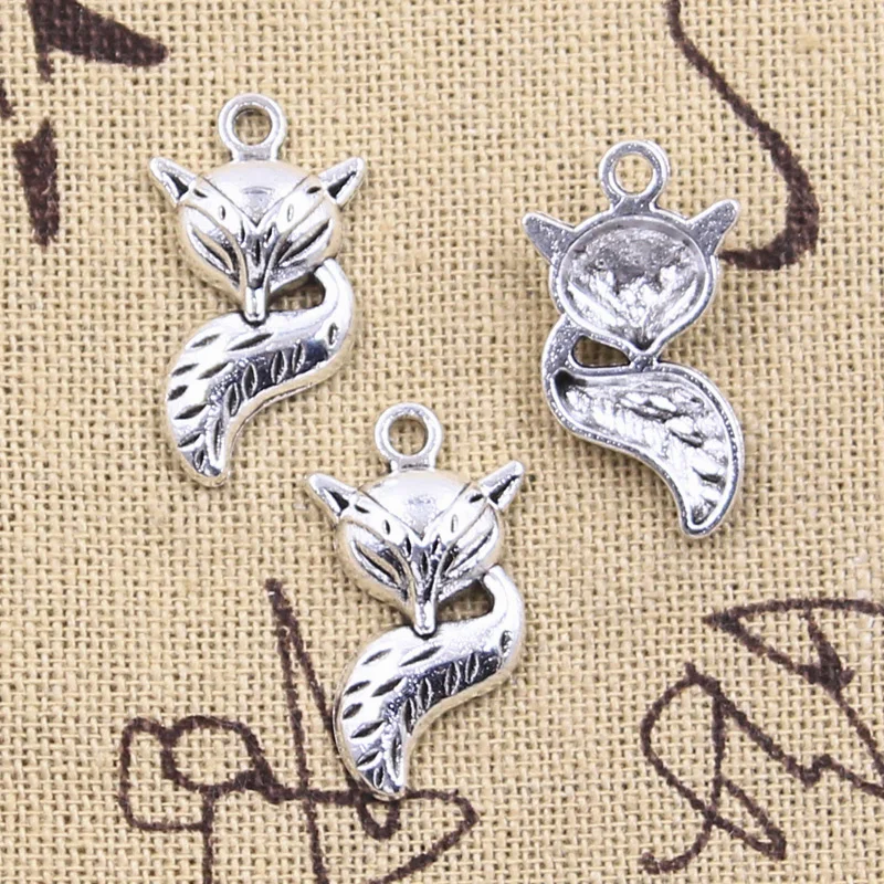 12pcs Charms Animal Fox 23x13mm Antique Silver Color Pendants Making DIY Handmade Tibetan Finding Jewelry