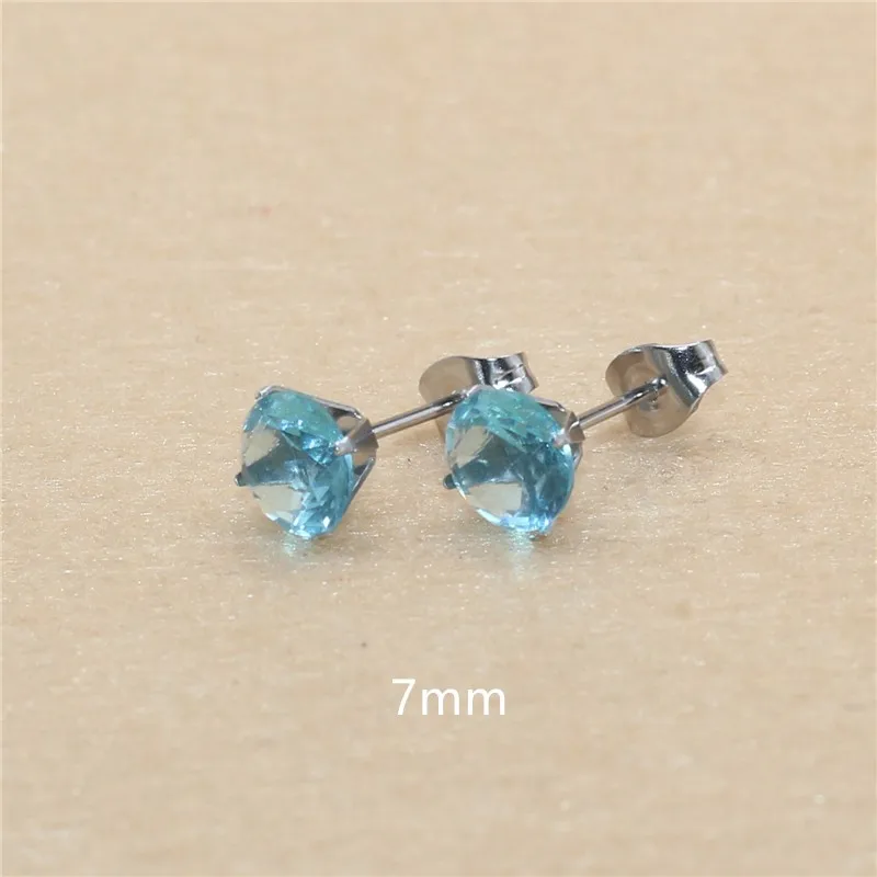 Ohrstecker aus blauem Glas, von 3 mm bis 8 mm, Edelstahl, echt vergoldet, verblasst nicht leicht, allergiefrei – Detail 15