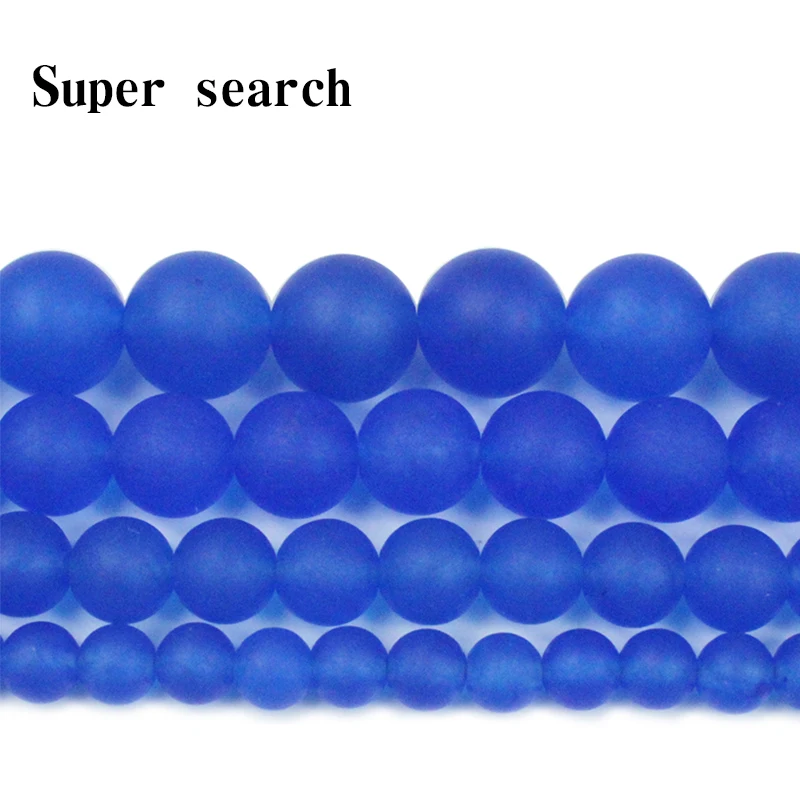 Wholesale Natural Stone Frosted Blue Matte Beads Round Loose Chalcedony Beads 6MM 8MM 10MM 12MM For Bracelet Necklace Making