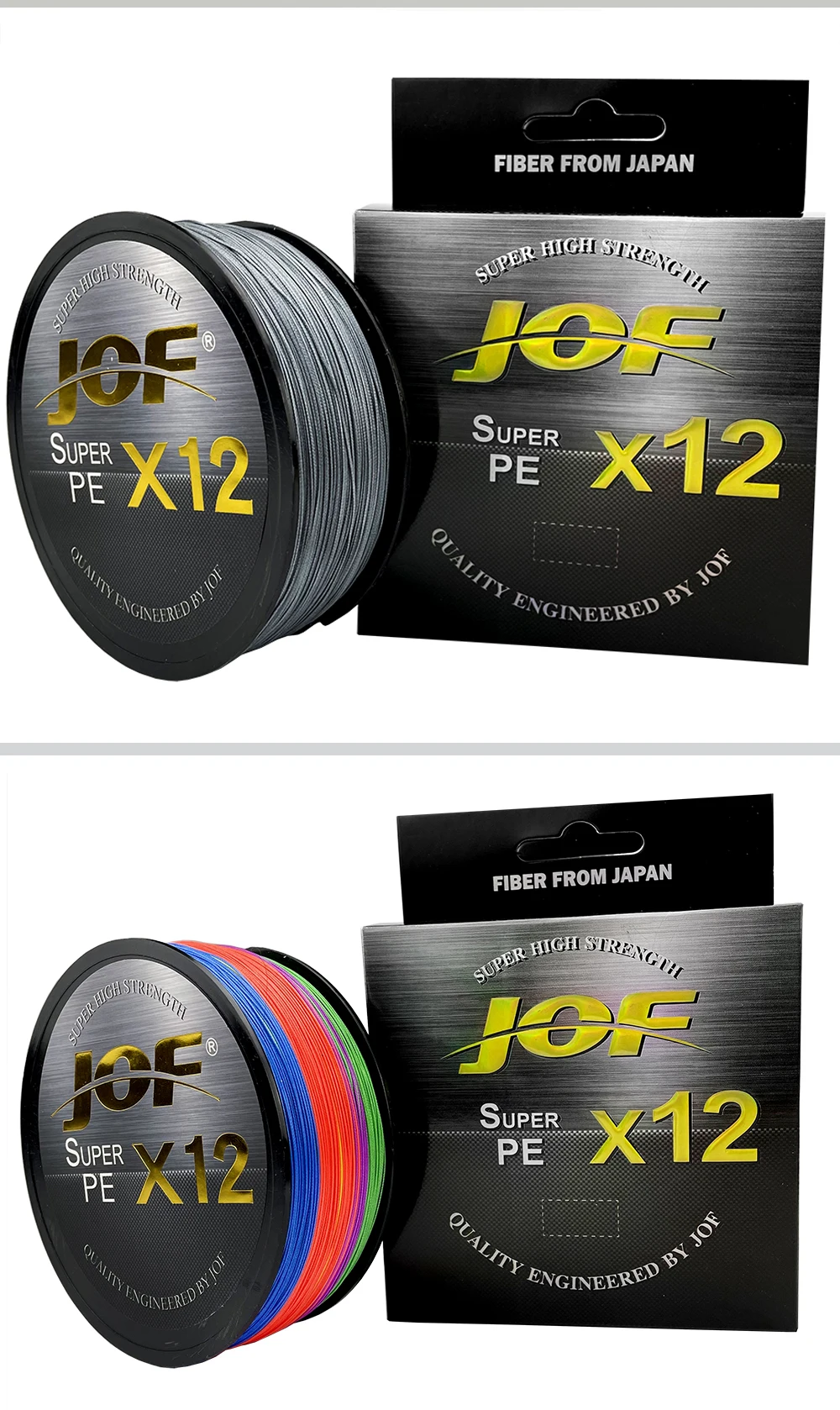 JOF 12 Stränge geflochtene PE-Angelschnur, 300 m, starke Abriebfestigkeit, Multifilament-Angelschnur – Detail 10
