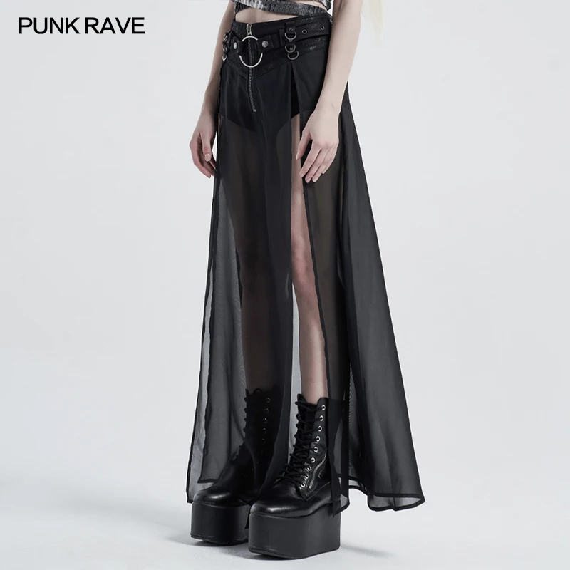 Punk falso duas peças meia saia punk rave WQ-494DQF