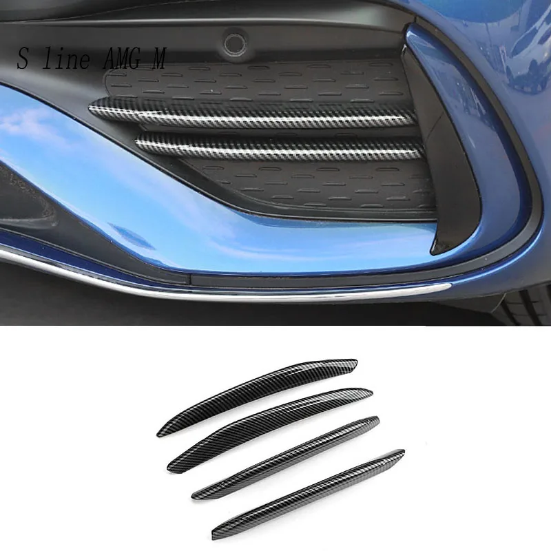 Car Front Fog Lamp Wind Knife Light Eyebrow Trim Strips Decoration For Mercedes Benz C Class W206 2022 Carbon fiber Accessories