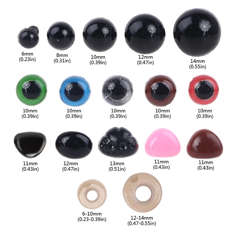 50pcs/set Nose Round Safety Eyes with Washers for Bear Puppet Dolls Accessories