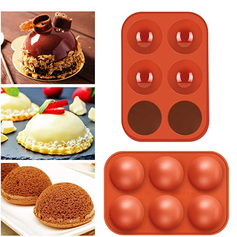 6 Holes Semi Sphere Silicone Mold For Baking Half Ball Mould For Making Round Hot Chocolate Bomb Cake Jelly Dome Mousse Tools