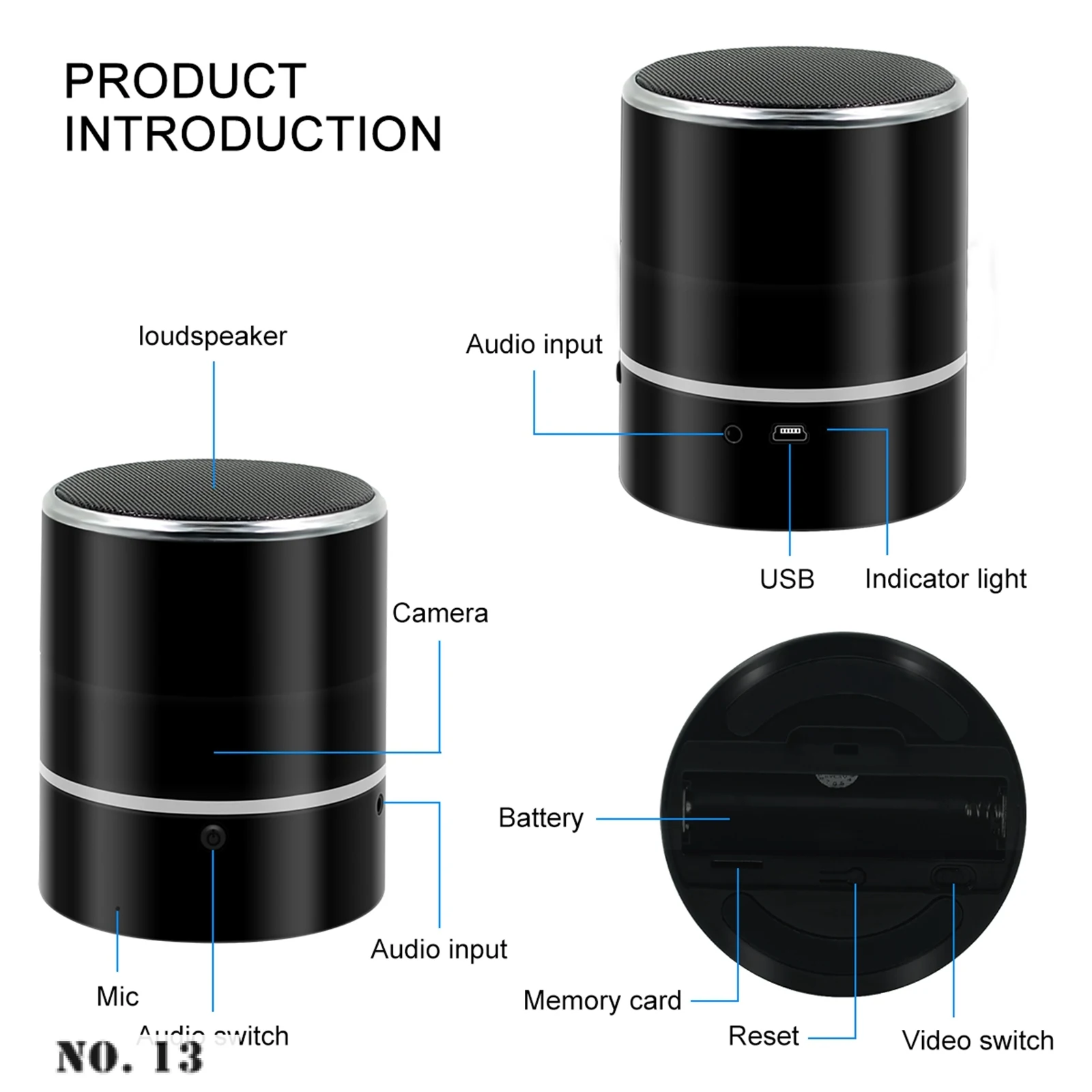 WiFi Camera Cam Traveling Use Bluetooth Speaker Wireless Voice Phone Control Ai Noise Reduction Audio for Camping Enterainment