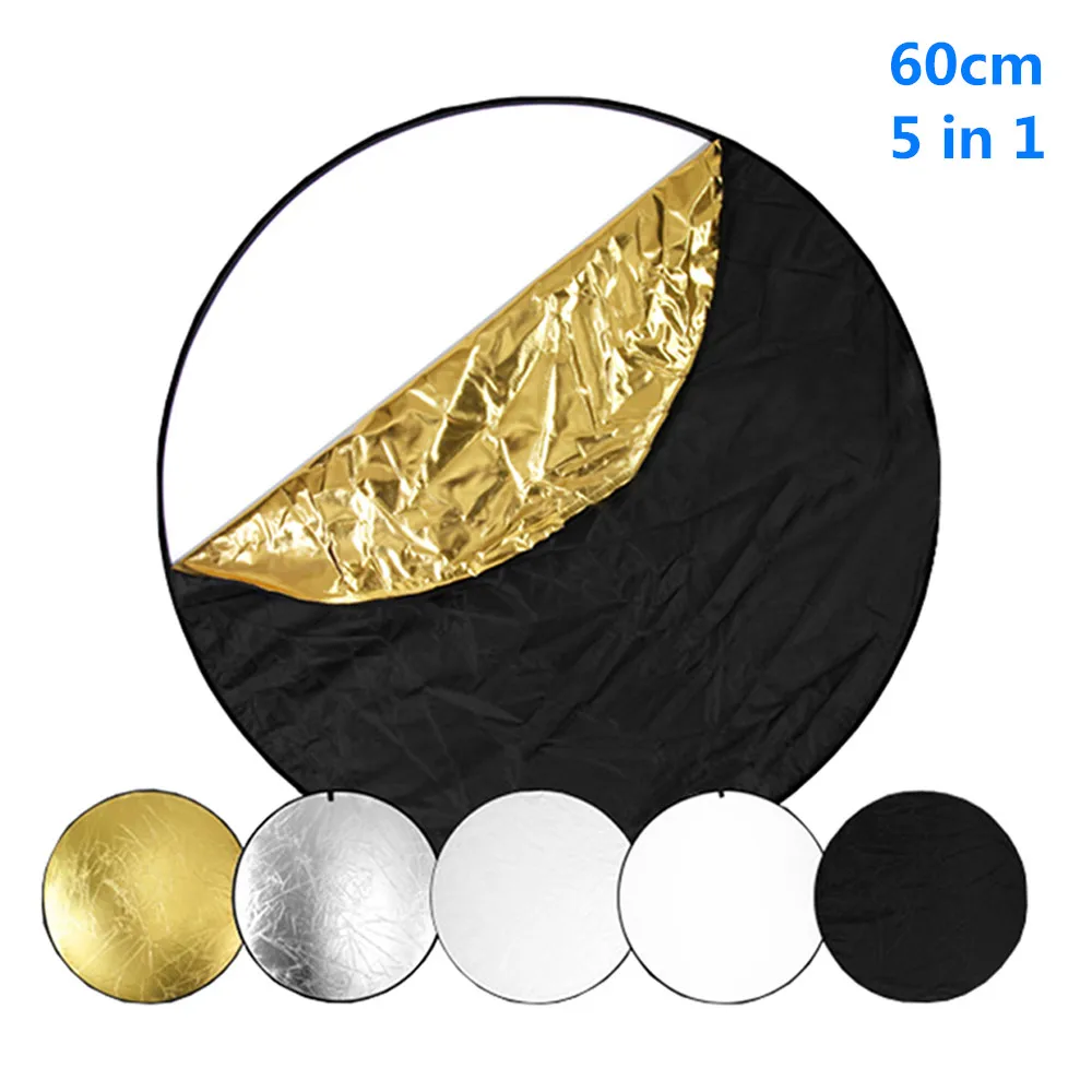 60cm 5 In 1 New Portable Reflector Collapsible Photography Light Reflective For Photo Studio Multi Photo Disc Diffuers reflector