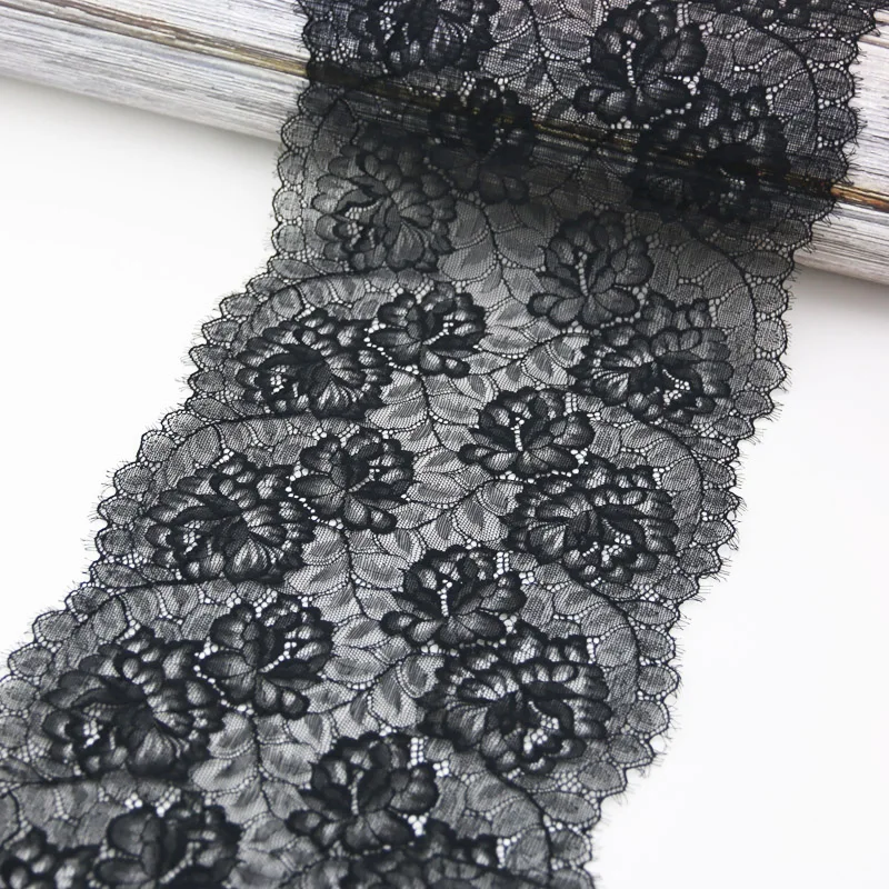 (3 meters) 23cm flower Stretch Lace Trims For Clothing Accessories Dress Sewing Applique Costume Lace Fabrics