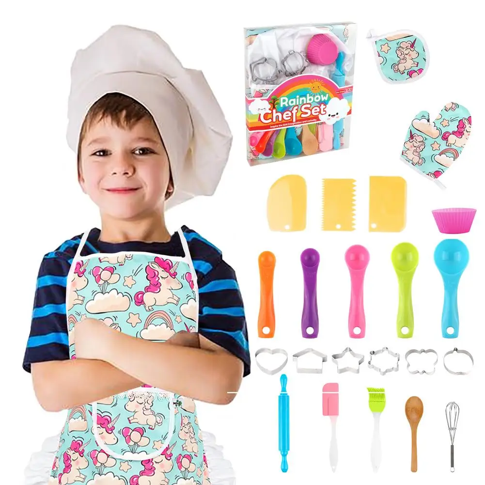 Crianças real conjunto de cozimento-24/26-pces crianças suprimentos de cozinha ferramentas para crianças chef role play brinquedos cozinhar kit para 3 4 5 6 y