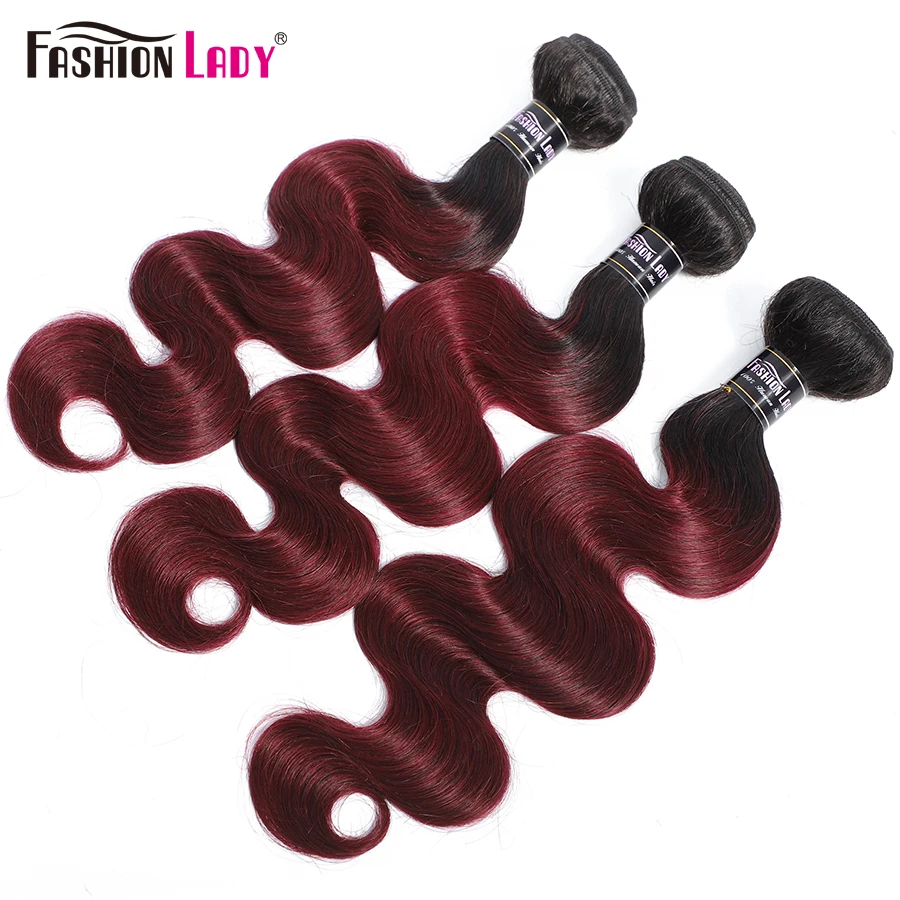 Brazilian Ombre Human Hair Bundles T1b99j Dark Burgundy Bundles Body Wave Fashion Lady Non-remy 3/4 Bundles Deal Human Hair