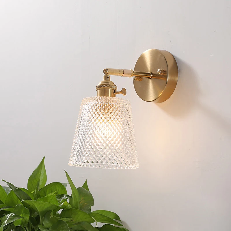 Nordic Glass Wall Lamp Beside Bedroom Bathroom Mirror Light  American Style LED Wall Sconces Vintage Edison Lighting Luminaire