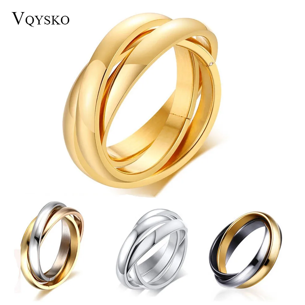 Fashion Interlocked Circle Women Men Ring Gift Jewelry Classic Love Wedding Stainless Steel Bijoux Femme Bague Acier Inoxidable