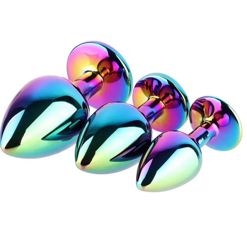 Enorme Zware Kleine Medium Large Size Set Roze Regenboog Hart Jewerly Crystal Metalen Anale Kralen Butt Plug Insert P Spot ass Dildo